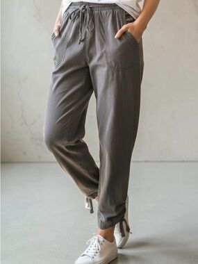 Knox Rose Gray Viscose Relaxed Fit Pants Drawstring XS Women